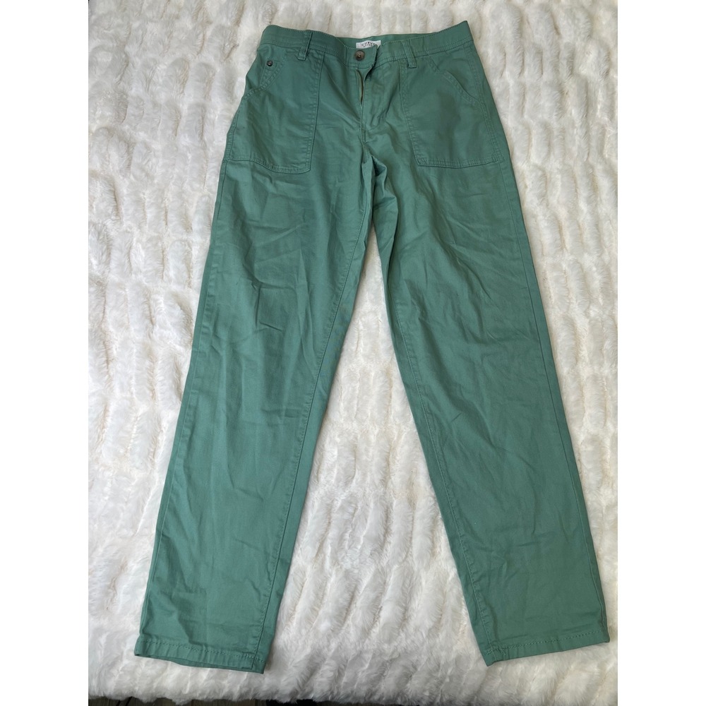 Curve Appeal Green Utility Straight Leg Pants Size 6 28 Sage Chino Pockets